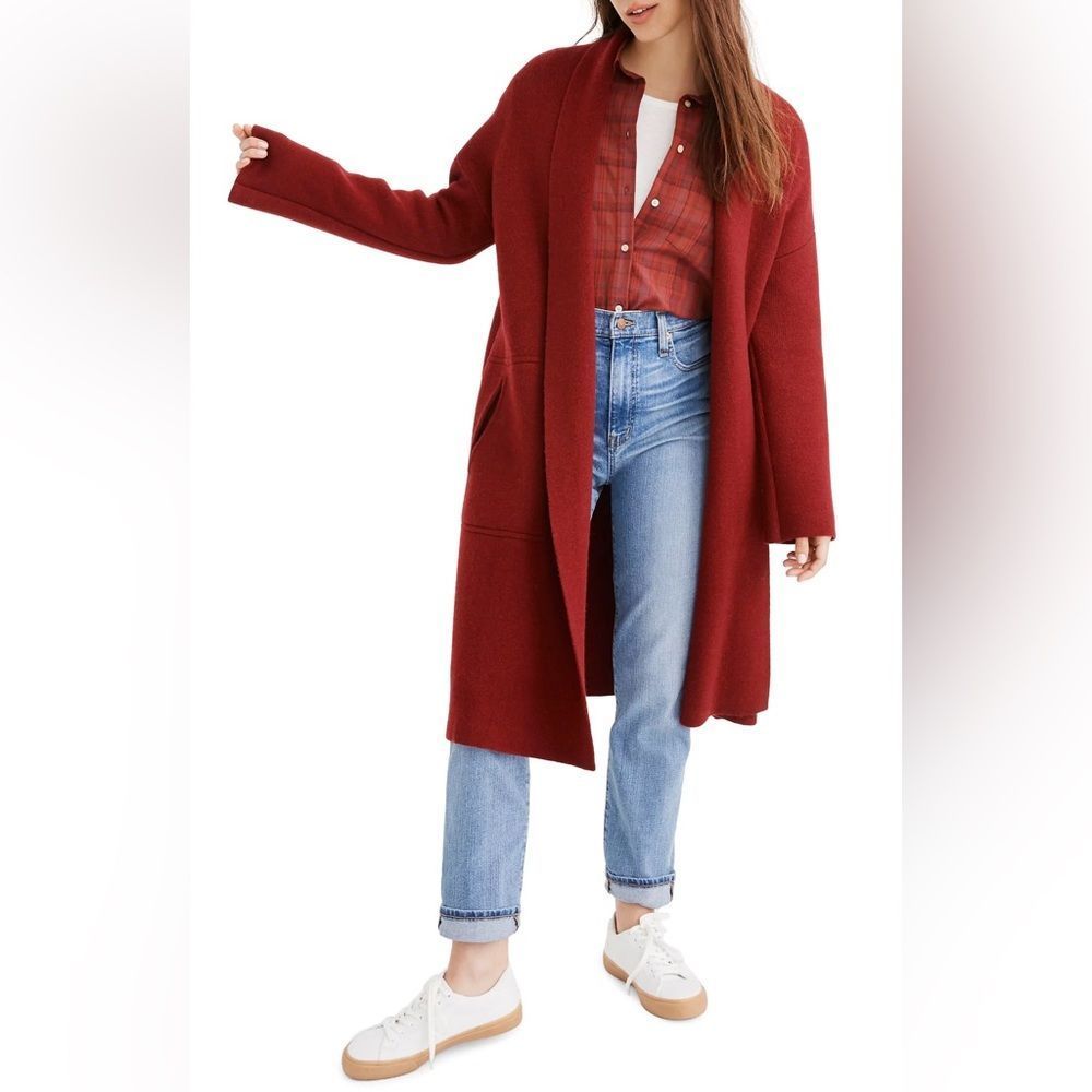 Madewell Rivington Sweater Coat Claret
